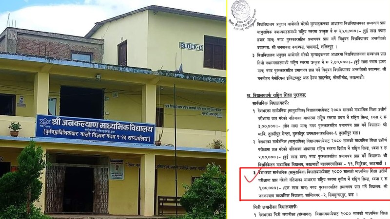 दाङको शान्तिनगर गाउँपालिकमा  रहेको श्री जनकल्याण मावि  विद्यालयतर्फ तृतीय घोषणा